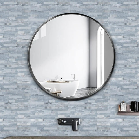 Bathroom setup with 20 Sheets No Fuss Peel And Stick PVC Backsplash Tile Set For Kitchen Walls Durable Adhesive Scratch Resistant Easy Install