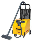 Heavy Duty Commercial Steam Cleaner Kickin Out Stubborn Grime With Chemical Free Power And Thick Stainless Boiler Plus Fifty Pro Nozzles For Top Shelf Cleaning Hustle with yellow unit and long hose.