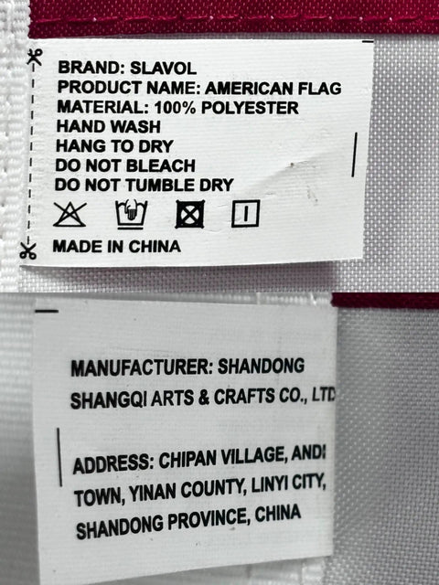 Outdoor 3x5 US Flag Built Tough For Windy Weather Anti Tear Heavy Duty Polyester care label with washing instructions