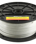 Vinyl Coated Galvanized Wire Rope Aircraft Cable One Eighth To Three Sixteenths Inch, 250 Feet On Reel, Seven By Seven