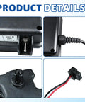 SPORDA CVA-24T valve actuator, 24V AC, 3-wire plug; black plastic housing, shown in front/side/close-up views.