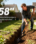 Person using Heavy Duty Trench Shovel For Clean Trenches With Fiberglass Handle 58 Inch Long 4 Inch Trenching Shovel in backyard.