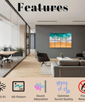 Ocean Wave Acoustic Wall Panels To Soak Up Room Echo Self Adhesive Coastal Design Tiles in a modern office setting.