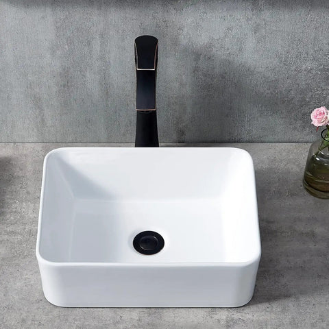Ceramic Vessel Sink 16x12 Inch For Modern Bathroom Vanity Bowl With A Rock Solid Glaze And Bangin Style Easy Install Drop In Or Undermount Mounting Great Choice For Small Baths Powder Rooms And Guest Bathrooms