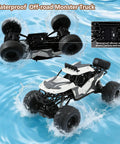 Amphibious RC Car One Eighth Scale 4WD Monster Truck That Rips Water And Land With Waterproof Chassis LED Lights Remote Control Truck