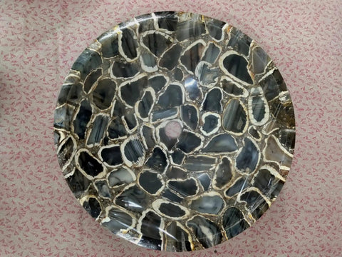 Straight Up Stunning Black Agate Vessel Sink Features 24 By 24 By 5.5 Inch Dimensions natural gemstone basin top view