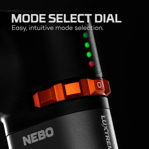 LuxTreme SL50 Spotlight mode select dial with indicators on rechargeable LED flashlight