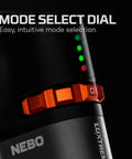 Close-up of mode dial on Beast Handheld Spotlight With 0.75 Mile Reach 780 Lumens And 362500 Cd Rugged Waterproof LED Flashlight.