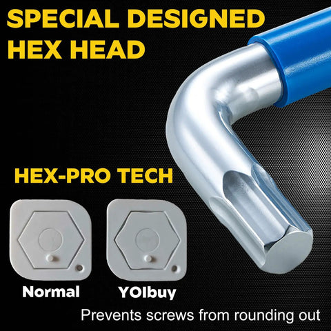 Long Arm 9 Piece Metric Hex Key Wrench Set With Anti Slip Ball End Color Coded SK2 Steel 1.5mm To 10mm special hex head design
