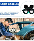 Kick Ass Flip Up Welding Goggles Heavy Duty Safety Glasses Rugged 2 Pack Welder Shades With Shock Absorbing Lenses To Block Hot Sparks Flying Debris And Glaring Bright Light Built Different For Serious Pro Projects displayed on a worker grinding metal.