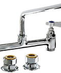 Heavy Duty Utility Bridge Faucet With 12 Inch Spout Extended Swivel And Lever Handles 8 Inch Center To Center Durable Kitchen Sink Fixture Built For Real World Pro Grade Performance, polished chrome finish