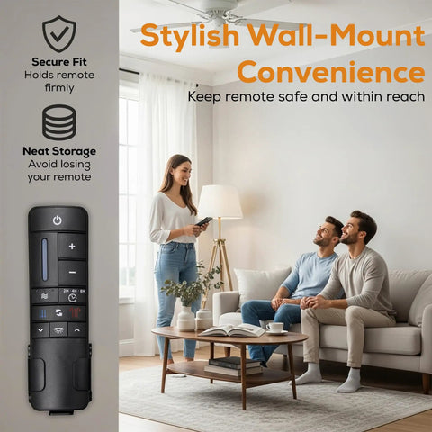 Living room scene with Ceiling Fan Remote Control TR198A With Wall Holder For UC7225T CHQ7225T Fans Includes Wall Mount Bracket