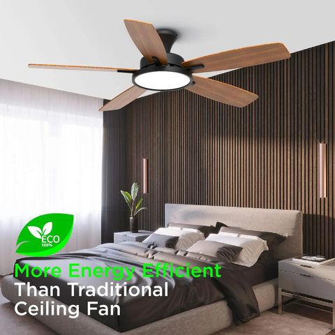 52 Inch No Fuss Quiet Ceiling Fan With Light And Remote Easy Setup Low Profile Flush Mount Ceiling Fan Reversible Blades Dimmable