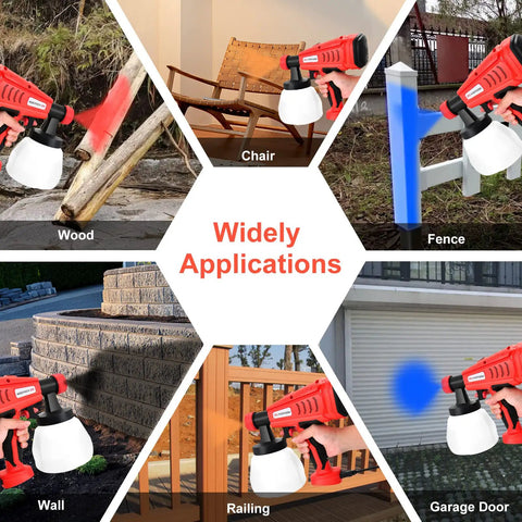 Cordless HVLP Paint Sprayer With 1300ML Cup 3 Spray Patterns And 4 Nozzles Easy Clean Joints Ideal For Walls Furniture Fences Doors