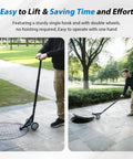 Person using Heavy Duty Manhole Cover Hook With Double Wheels For Easy One Person Lifting Of Storm Drains Sewer Lids
