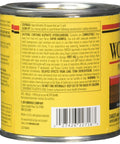 Rich Interior Wood Stain Dark Walnut Half Pint Can with label showing coverage, clean up, and safety instructions.