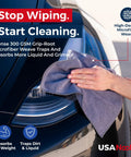 USANooks grey microfiber cleaning cloths, 12-pack (12.5 x 12.5 in) for car cleaning.