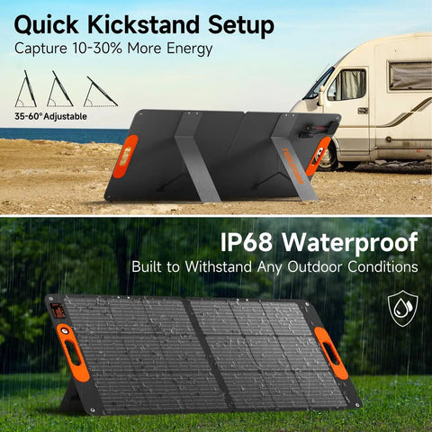 110W Foldable Solar Panel Charger For Portable Power Stations IP68 Waterproof 24 Percent Efficiency with adjustable kickstand
