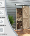 4 Ft Box Rail Exterior Barn Door Hardware Kit Heavy Duty Silver Sliding Track System For Wall Mounted Doors Not Included