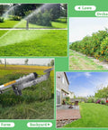 360 Degree Rotating Sprayer With Zinc Alloy Build Adjustable Nozzle Water Saving Pro Grade Tech For Crops And Lawns Delivers Even Coverage For Your Yard Includes 1.2M Bracket in lush green yard and farm setting