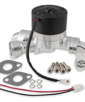 Beefy Billet Aluminum Electric Water Pump Beats Heat And Frees Up Lost Horsepower with mounting hardware and brackets