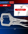 Six Pack Six Inch Locking C Clamps Set With Beefy Grip Locking Pliers Adjustable Clamp Quick Release Swivel Pads High Strength CR-V Steel.