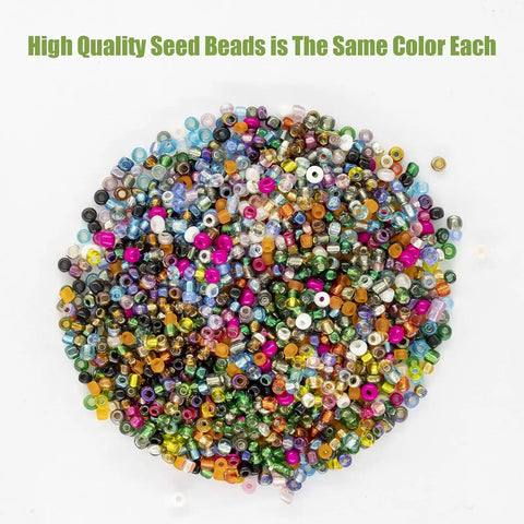 Huge 24000Pcs Glass Seed Beads Kit, 2Mm Beads in 28 Colors, mixed beads for jewelry making, multiple colors visible
