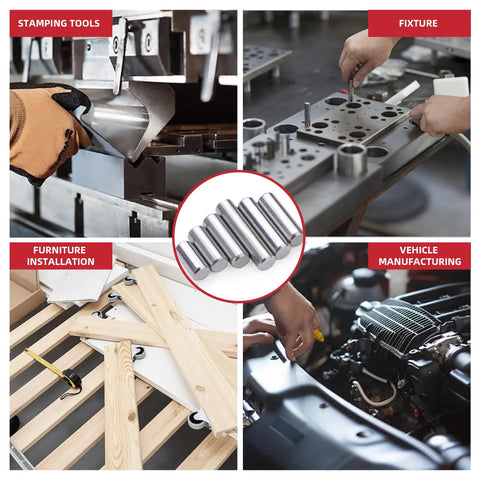 110 Piece Dowel Pins Shelf Support Peg Kit Stainless Steel Unthreaded Pins M5 Size Range 10 15 20 25 30 35 40mm For Cabinets And Shelves Heavy Duty Anti Rust Durable Fastener Elements in industrial and furniture settings.