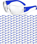 Heavy Duty Safety Glasses Bulk Pack With Clear Lenses And Durable Blue Frames Engineered For The Daily Grind No Nonsense Eye Guard Gear For Job Sites Labs And Working Crews displayed individually.