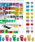 Tough As Nails Car Fuses Assortment Kit With 156 Pieces Of Standard Mini Micro Blade Fuses in secure storage case.