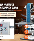 VFD Variable Frequency Drive on Heavy Duty Belt Grinder Sander With Smooth Operator Variable Speed VFD And 550 Watt Motor.