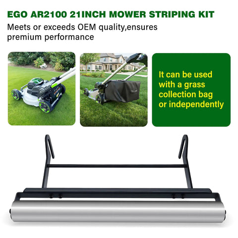 21 Inch Mower Stripe Kit Stainless Steel Roller With Bearings for EGO 21 Inch Walk Behind Mowers easy install setup.