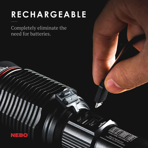 Redline 6K Rechargeable Flashlight Hella Bright 6000 Lumens With Four Modes Durable Metal Body And Waterproof Design Tactical Light For Camping Hunting And EDC Includes USB Charging Cable