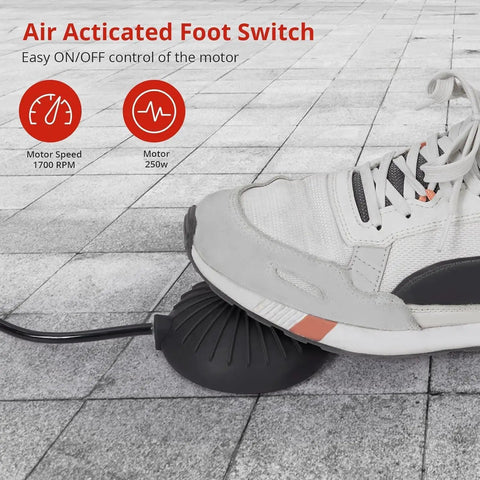 Air Actuated Foot Switch for Heavy Duty Electric Drain Cleaner Machine showing foot control for easy motor operation.