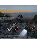 PD40R V2.0 3000 Lumen USB Rechargeable LED Flashlight With Mechanical Rotary Switch illustration showing magnetic interference protection