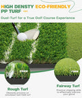 Dual Turf Golf Mat 5x4ft With 10mm And 15mm High Elasticity Base demonstrating rough and fairway turf with golf club