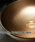 Modern Ceramic Vessel Sink with Faucet and Drain, Luxury Gold Oval/Rectangle Countertop Bathroom Vanity Basin for Home or Hotel Decor, showcasing smooth rounded edges.