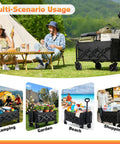 Heavy Duty Workhorse Foldable Wagon Cart With All Terrain Wheels 220 Lb Capacity Portable Lightweight Utility Cart for multi-scenario use, camping, gardening, beach, shopping.