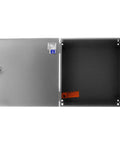 N1C Series NEMA 1 Hinged Door Wall Mount Enclosure open view showing interior space, built tough steel, ANSI gray