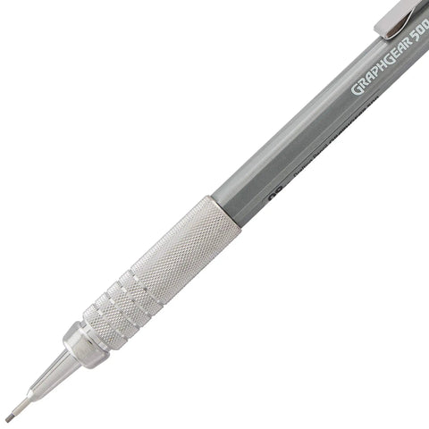 Graph Gear 500 Automatic Drafting Pencil 0.9mm with gray barrel, 4mm fixed sleeve, metallic mesh grip
