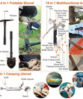 4 In 1 Foldable Shovel and 15 In 1 Multifunctional Axe with uses for 125 In 1 All In One Survival Kit For Men Outdoor Gear With First Aid Supplies Emergency SOS Tactical Tools For Hiking Camping Hunting Disaster Readiness Prepper Ready