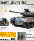 1:18 RC Tank With 2.4GHz Remote Control Realistic Russian T90 Beefed Up Battle Ready Tank With Smoke Lights And Sound Turret 330 Degree Rotation Muzzle Recoil Airsoft BB Firing Volume Switch Military Toy For Adults And Kids showcasing airsoft BB hatch and firing details