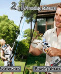 Heavy Duty Cordless Electric Pruning Shears With Telescopic Pole And Lcd Display 21 Volt Dual Battery Kit Sk7 Steel Blades in use