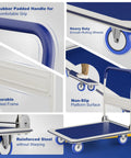 Foldable Push Cart Dolly With 330 Lbs Capacity, showcasing rubber padded handle, non-slip platform, and reinforced steel frame.