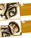 Close-up of Two Pack Vintage Rose Flower Cabinet Knobs for Kitchen Cabinets and Furniture, zinc alloy gold finish