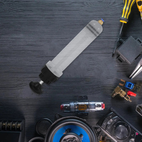 200cc Manual Oil Fluid Extractor Pump For Car Engine And Brake Fluid Change, Portable Easy Grip Suction Tool For Quick Fluid Transfer And Maintenance, DIY Auto Care. Manual 200cc plastic extractor pump with suction base
