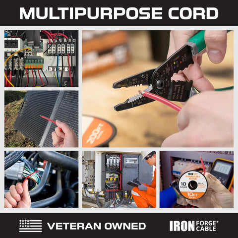 Collage showing uses of 6 AWG Heavy Duty Battery And Automotive Wiring Kit, 2 Pack Of 25Ft CCA Primary Cables, in various applications