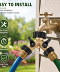 Heavy Duty Garden Hose Splitter 2 Way Brass Y Splitter With 2 Valves And 2 Extra Rubber Washers Solid Brass Water Splitter For Dual Watering Easy On Off Controls Durable Industrial Grade on outdoor faucet with two hoses