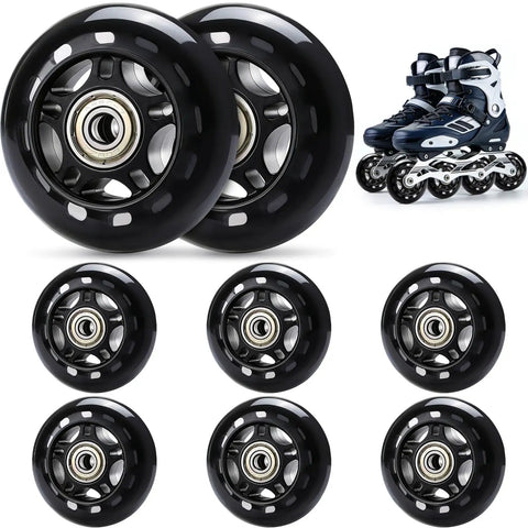 8 Pack 76mm 84A Inline Skate Wheels With ABEC 7 Bearings Replacement Roller Skates For Boys And Girls Black Durable Dope Ride