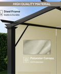 Retractable Pergola Canopy For Outdoor Patio 11 By 11 Feet Arched Sun Shade Shelter With Steel Frame And UV Protected Beige Cover
